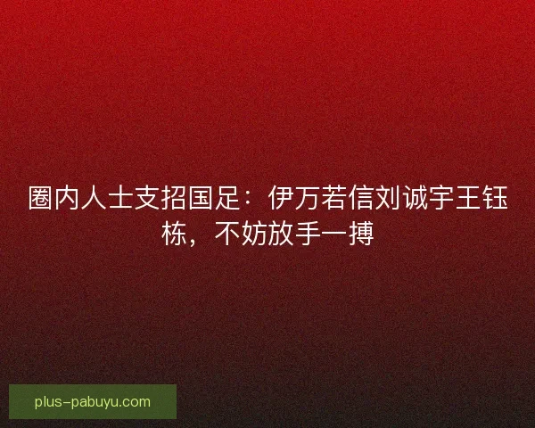 圈内人士支招国足：伊万若信刘诚宇王钰栋，不妨放手一搏